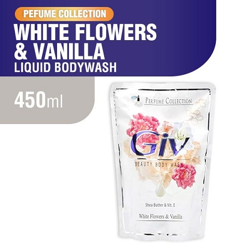 Giv White Flowers & Vanilla Body Wash Kemasan Pouch Refill 450ml - A